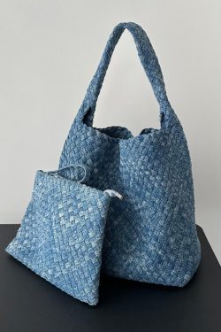 Original Design Blue Denim Large Capacity Shoulder Bag