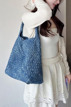 Original Design Blue Denim Large Capacity Shoulder Bag