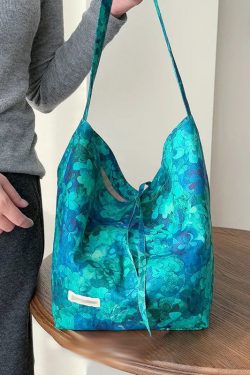 Original Design Blue Print Large Capacity Canvas Shoulder Bag