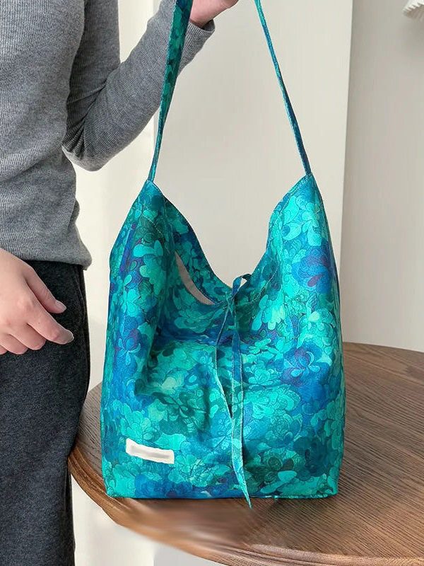 Original Design Blue Print Large Capacity Canvas Shoulder Bag