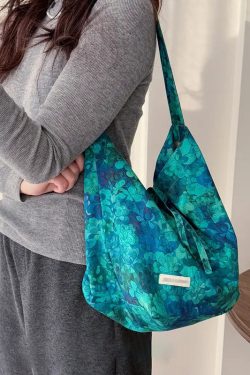 Original Design Blue Print Large Capacity Canvas Shoulder Bag