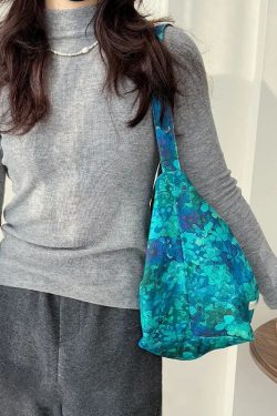 Original Design Blue Print Large Capacity Canvas Shoulder Bag