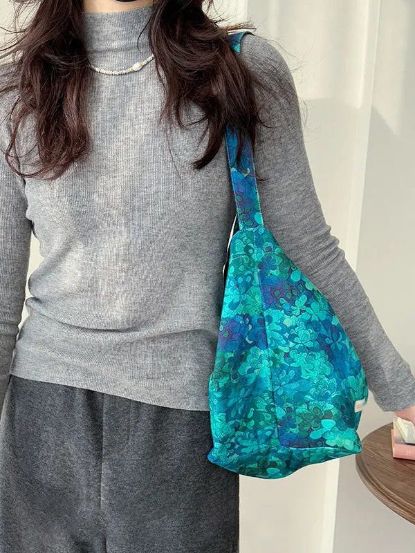 Original Design Blue Print Large Capacity Canvas Shoulder Bag