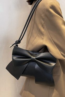 Original Design Brown Bow Faux Leather Messenger Bag