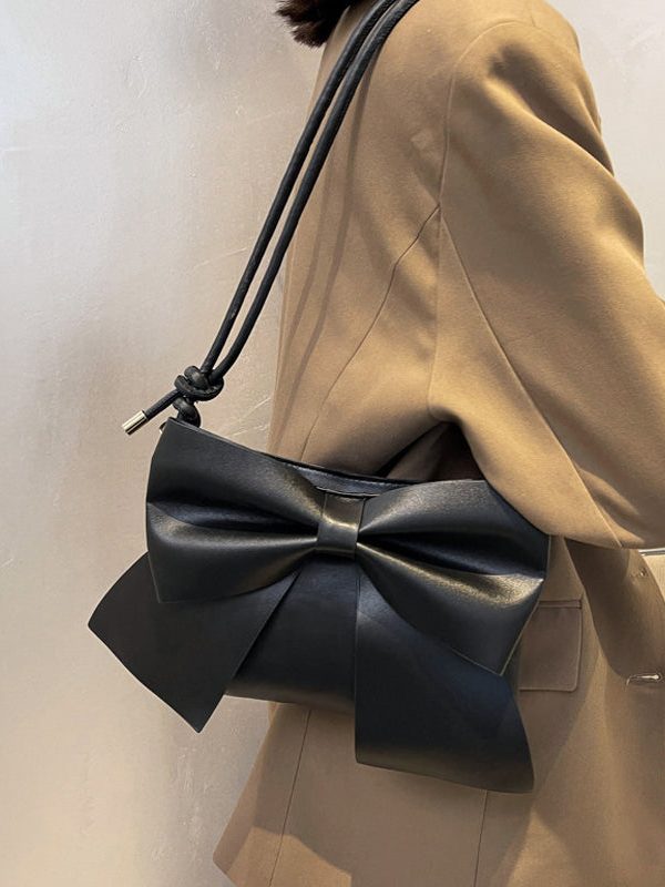 Original Design Brown Bow Faux Leather Messenger Bag