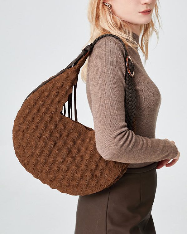 Original Design Brown Cotton Large Capacity Hobo Bag