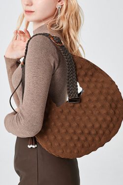 Original Design Brown Cotton Large Capacity Hobo Bag