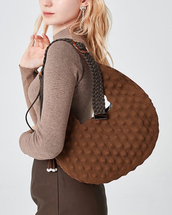 Original Design Brown Cotton Large Capacity Hobo Bag