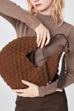 Original Design Brown Cotton Large Capacity Hobo Bag