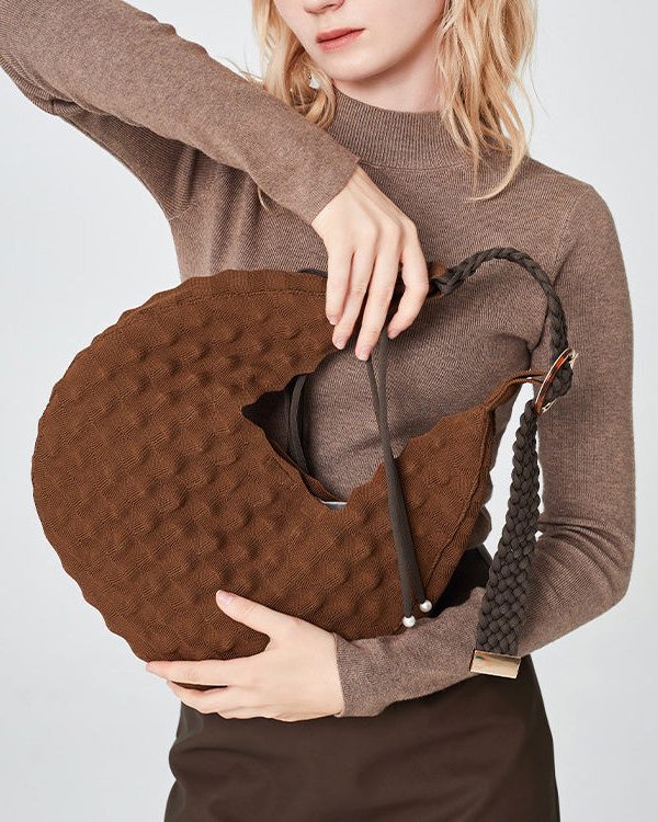 Original Design Brown Cotton Large Capacity Hobo Bag