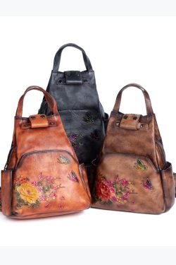 Original Design Brown Cowhide Embossed Backpack Bag