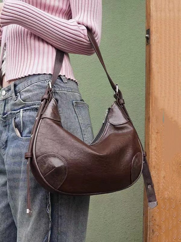 Original Design Brown Green Faux Leather Satchel Bag Handbag