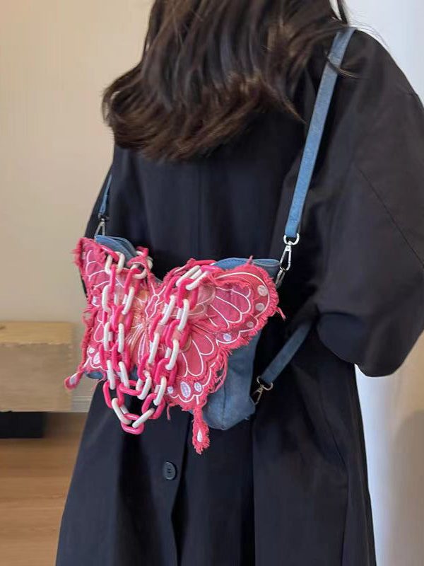 Original Design Butterfly Chain Linked Satchel Bag Handbag