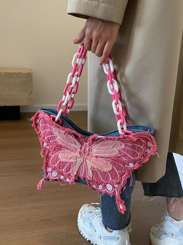 Original Design Butterfly Chain Linked Satchel Bag Handbag