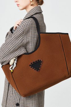 Original Design Chocolate Patchwork Large Capacity Cotton Women Handbag