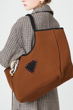 Original Design Chocolate Patchwork Large Capacity Cotton Women Handbag