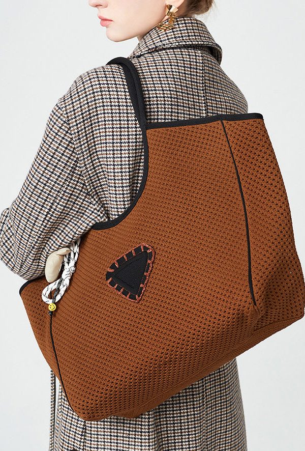 Original Design Chocolate Patchwork Large Capacity Cotton Women Handbag