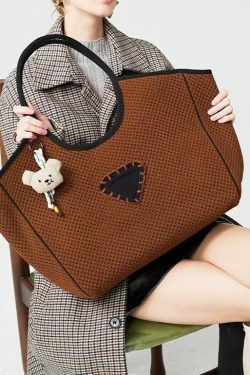 Original Design Chocolate Patchwork Large Capacity Cotton Women Handbag