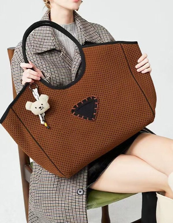 Original Design Chocolate Patchwork Large Capacity Cotton Women Handbag
