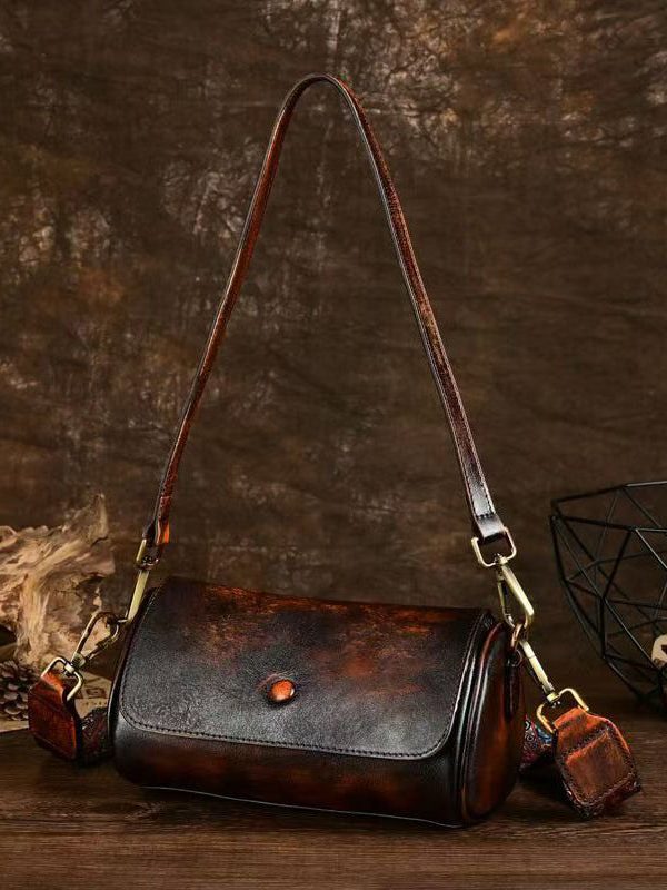 Original Design Coffee Calf Leather Satchel Bag Handbag