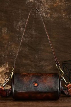 Original Design Coffee Calf Leather Satchel Bag Handbag