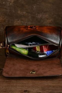 Original Design Coffee Calf Leather Satchel Bag Handbag