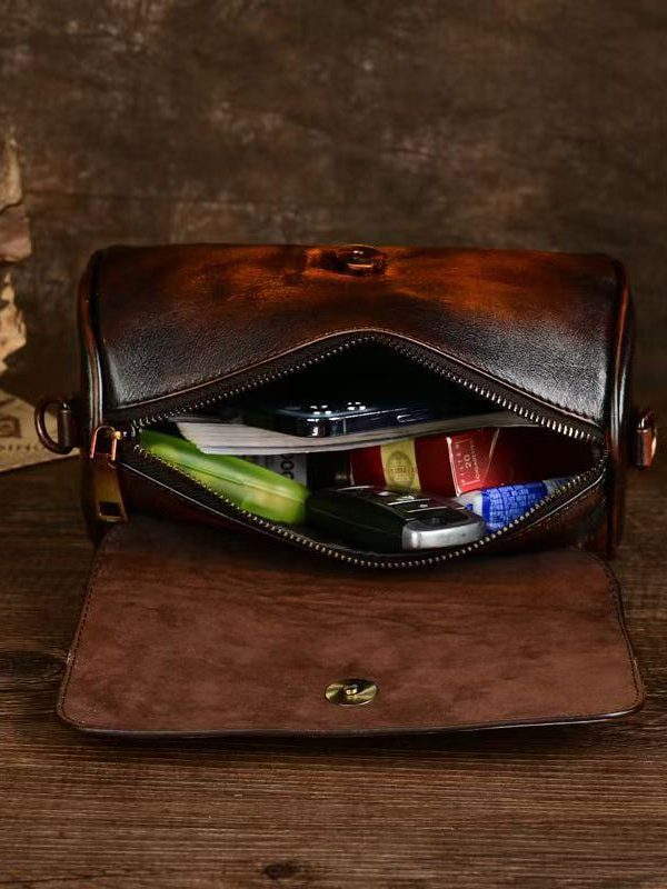 Original Design Coffee Calf Leather Satchel Bag Handbag