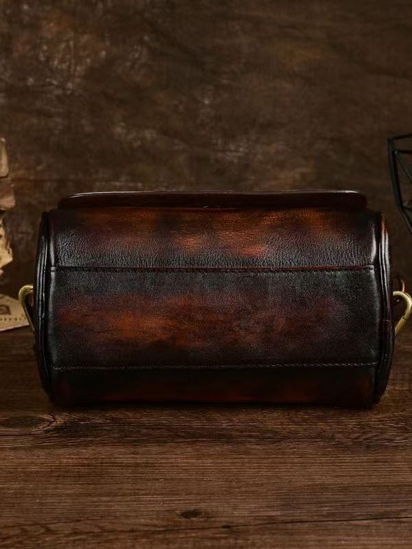 Original Design Coffee Calf Leather Satchel Bag Handbag