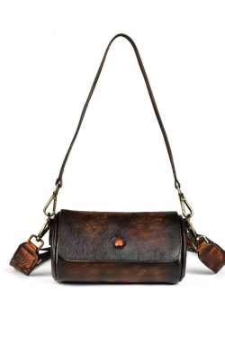 Original Design Coffee Calf Leather Satchel Bag Handbag