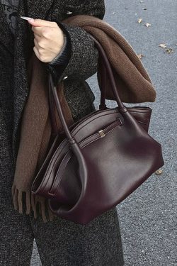 Original Design Coffee Red Versatile Large Capacity Shoulder Bag