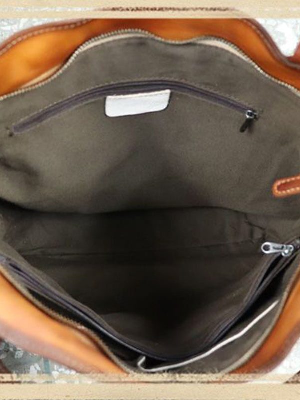 Original Design DIY Paitings Calf Leather Satchel Handbag