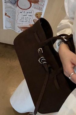 Original Design Faux Suede Coffee Tote Handbag