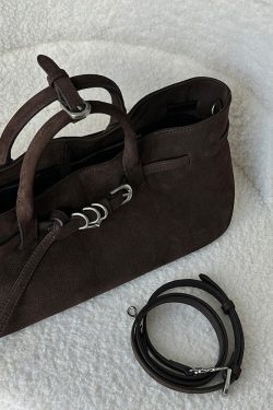 Original Design Faux Suede Coffee Tote Handbag
