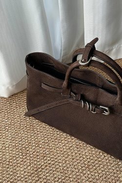 Original Design Faux Suede Coffee Tote Handbag
