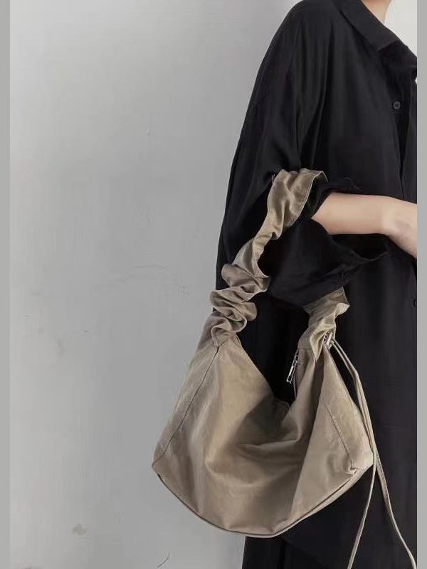 Original Design Khaki Drawstring Large Capacity Satchel Bag Handbag