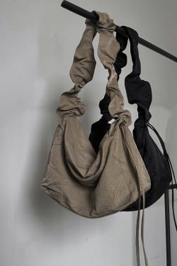 Original Design Khaki Drawstring Large Capacity Satchel Bag Handbag