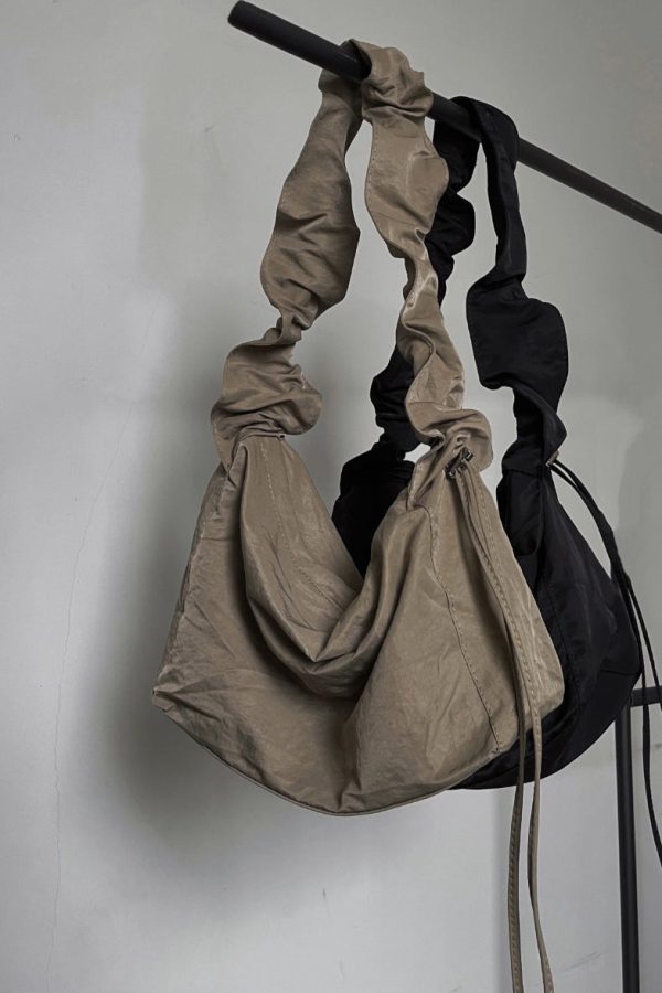 Original Design Khaki Drawstring Large Capacity Satchel Bag Handbag