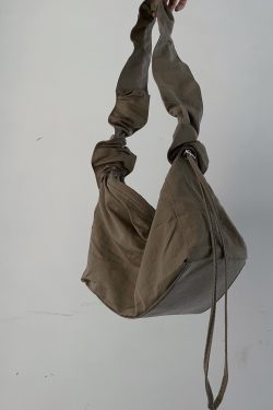 Original Design Khaki Drawstring Large Capacity Satchel Bag Handbag