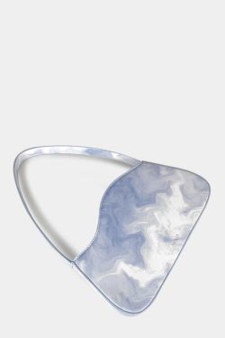 Original Design Light Blue Tie Dye Paitings Faux Leather Satchel Handbag