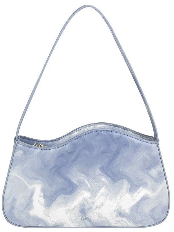 Original Design Light Blue Tie Dye Paitings Faux Leather Satchel Handbag