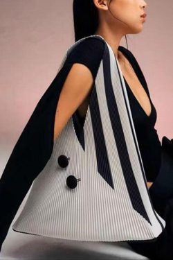 Original Design Light Blue Wrinkled Splicing Satchel Handbag