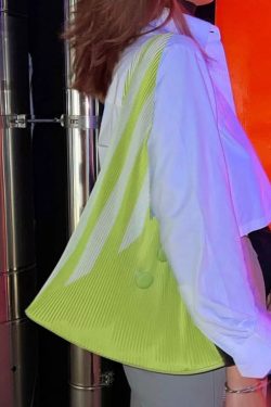 Original Design Light Blue Wrinkled Splicing Satchel Handbag