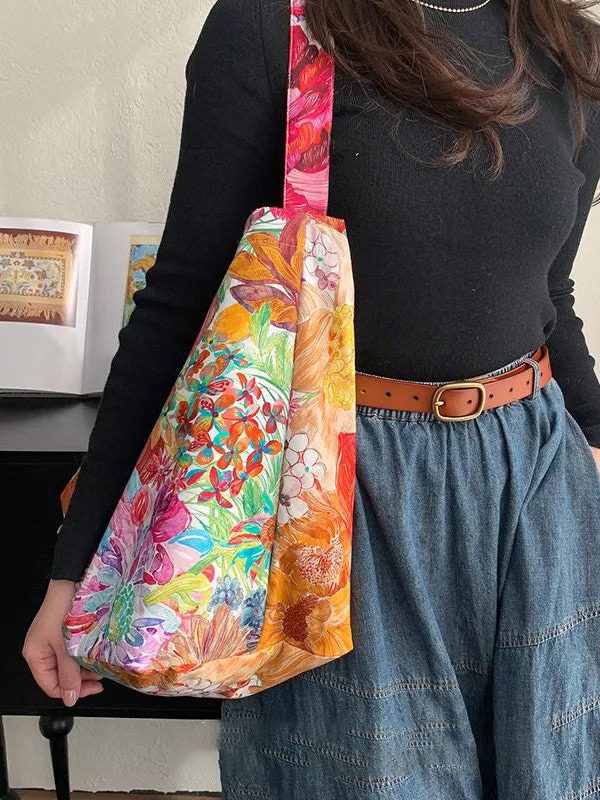 Original Design Print Large Capacity Canvas Shoulder Bag