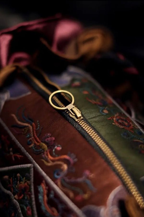 Original Ethnic Style Linen Embroidery Ruffled Messenger Bag