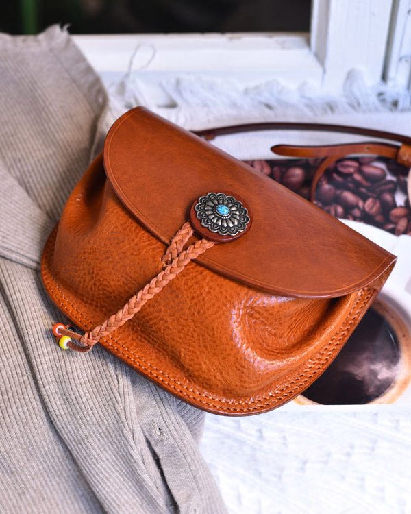 Original Handmade Brown Calf Leather Messenger Bag