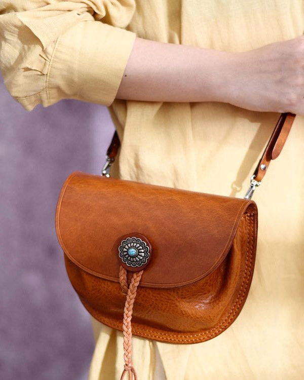 Original Handmade Brown Calf Leather Messenger Bag