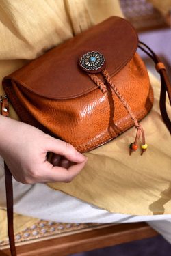 Original Handmade Brown Calf Leather Messenger Bag