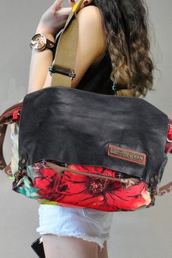 Original High-Capacity Patchwork Cowhide Outdoor Travel Shoulder Bag