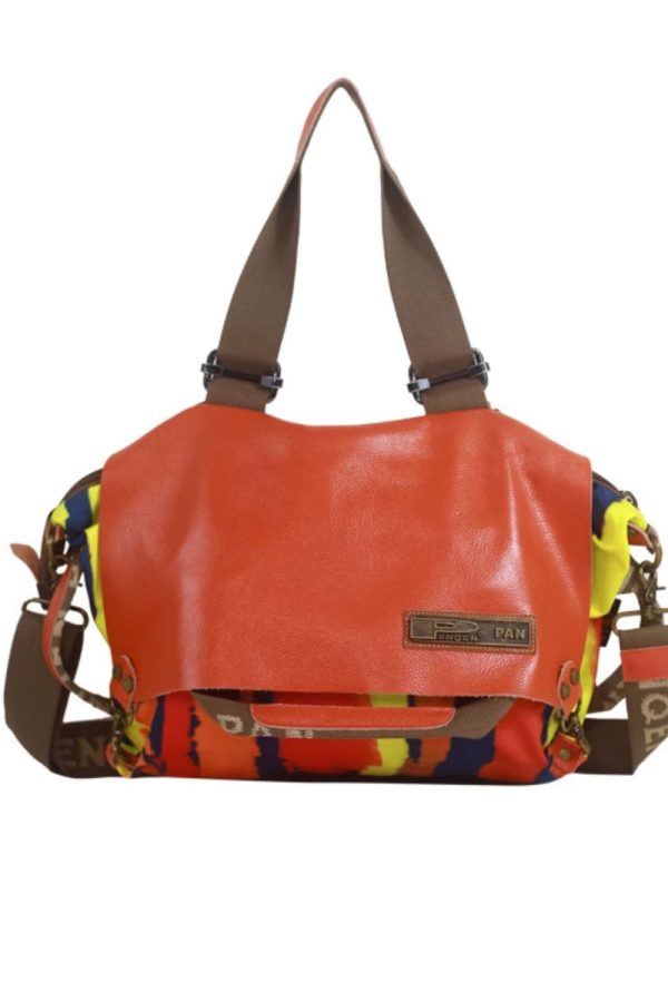 Original High-Capacity Patchwork Cowhide Outdoor Travel Shoulder Bag