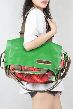 Original High-Capacity Patchwork Cowhide Outdoor Travel Shoulder Bag